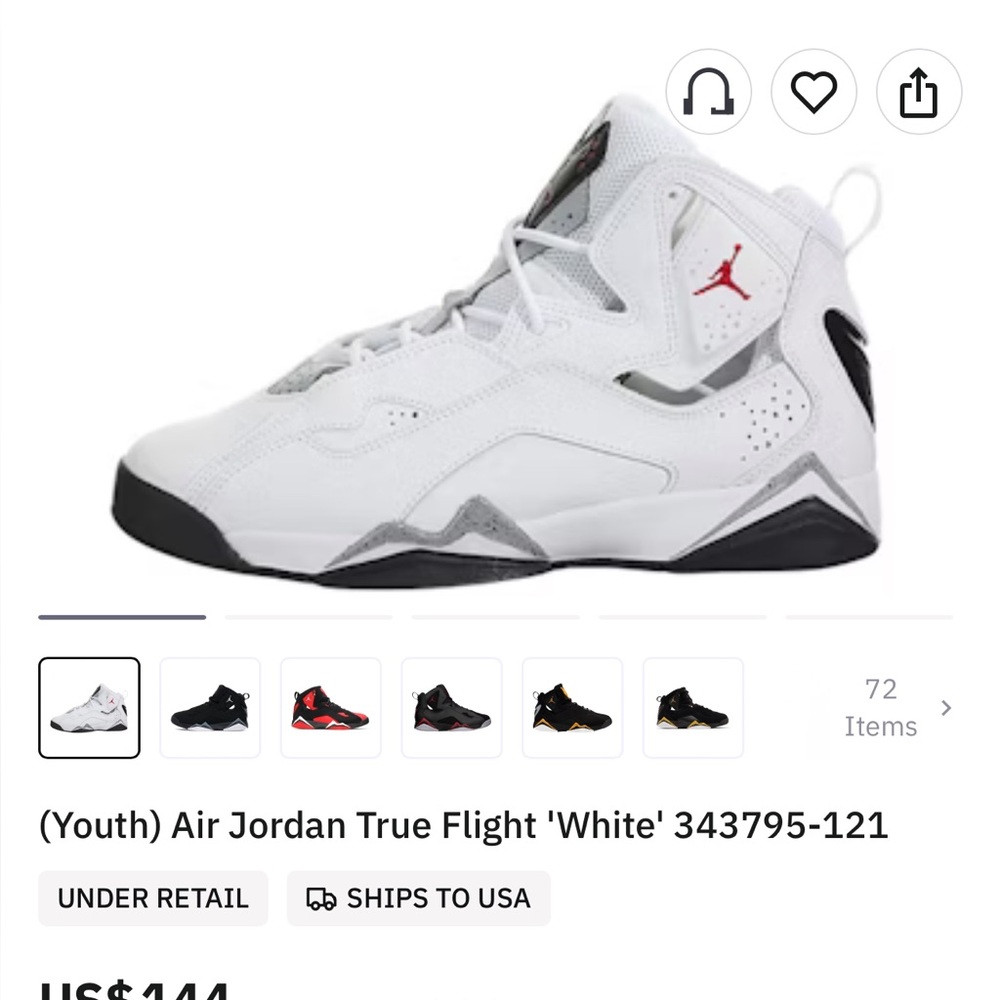 Air Jordan True Flight 'White' boys sz 4.5 y